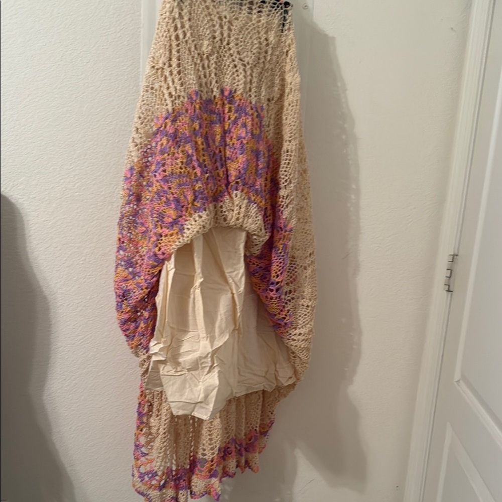Elegant Cream, purple and pink crochet Women's Skirt. - Picture 3 of 3
